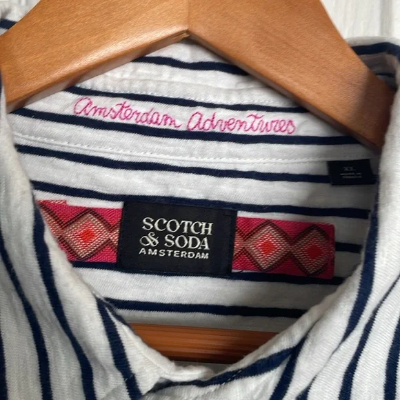 Scotch & Soda Black and White Striped Polo Shirt - Picture 2 of 7